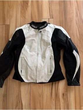Sedici Women's White and Black Perforated Motorcycle Jacket